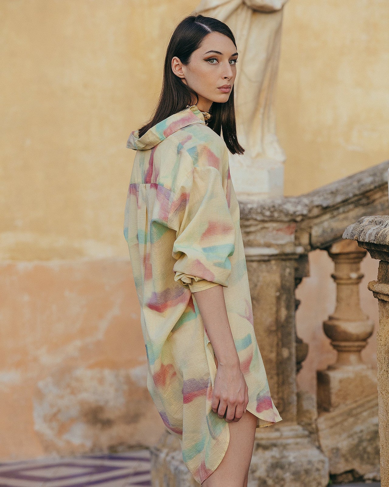 Chemise Danat - Jaune : Chemise longue en coton pastel Mes Demoiselles - Image 5