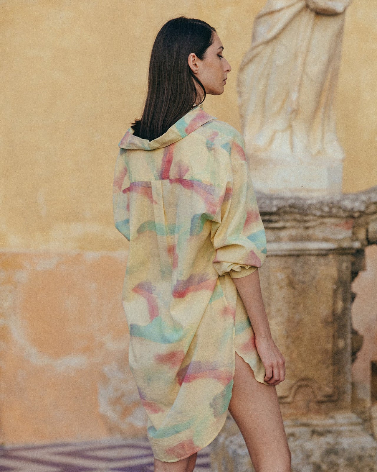 Chemise Danat - Jaune : Chemise longue en coton pastel Mes Demoiselles - Image 6