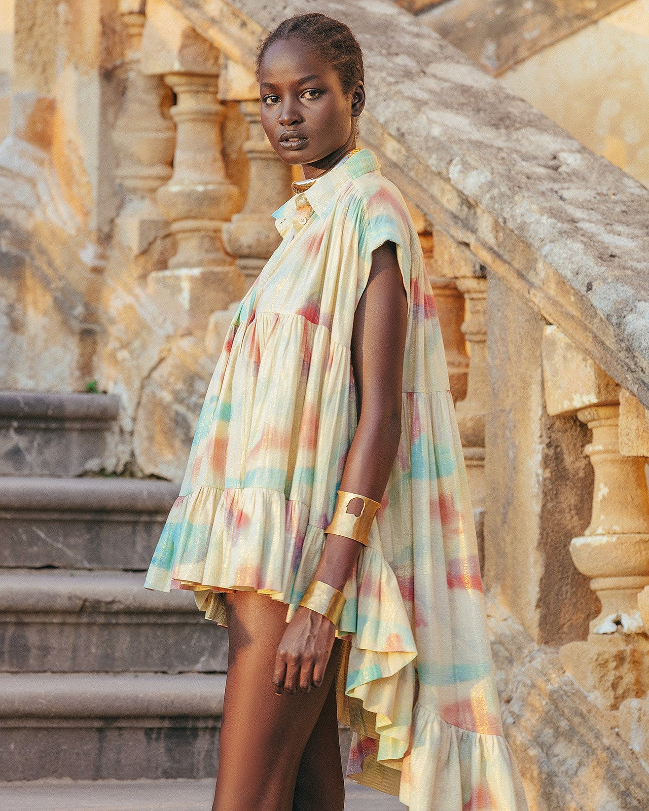 Chemise Divy - Jaune : Chemise oversize et déstructurée en coton lurex Mes Demoiselles - Image 4