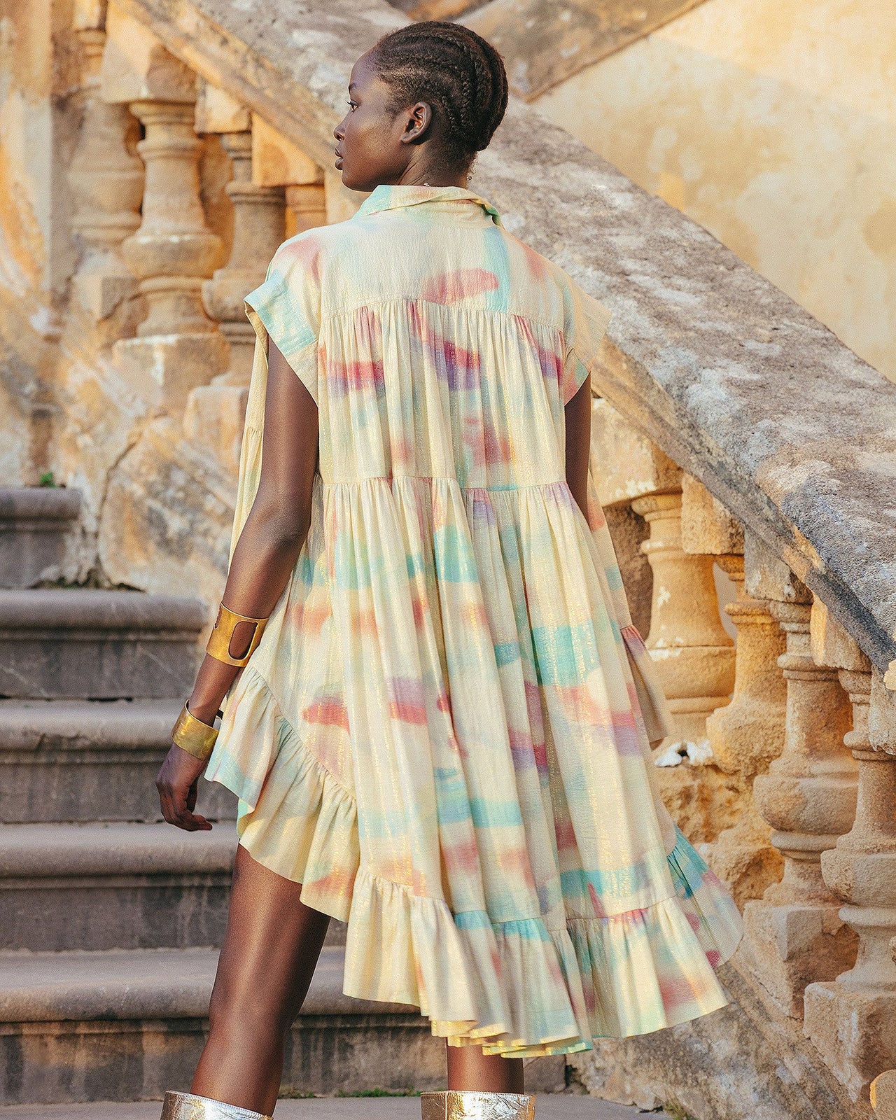 Chemise Divy - Jaune : Chemise oversize et déstructurée en coton lurex Mes Demoiselles - Image 5