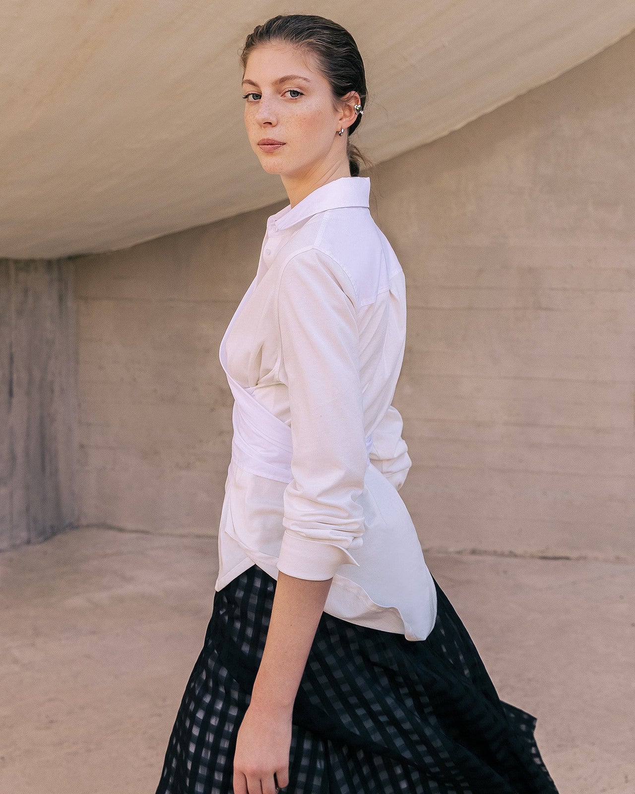 Chemise Violette - Blanc : Dualité des cotons pour cette chemise croisée blanche Mes Demoiselles - Image 4