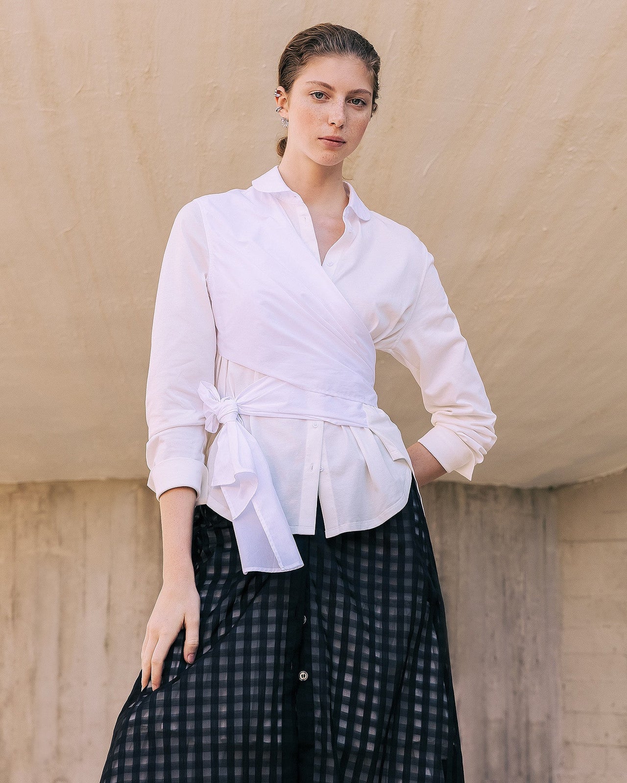 Chemise Violette - Blanc : Dualité des cotons pour cette chemise croisée blanche Mes Demoiselles - Image 5