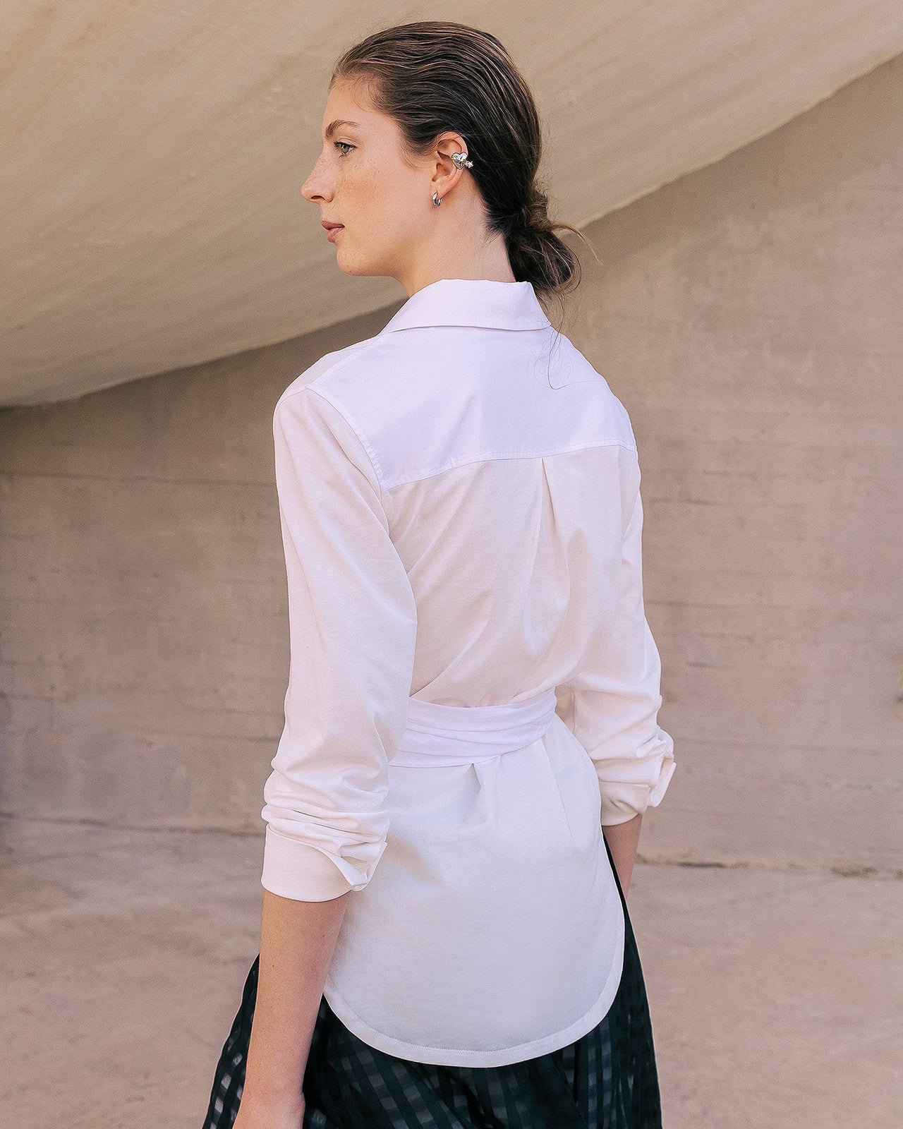 Chemise Violette - Blanc : Dualité des cotons pour cette chemise croisée blanche Mes Demoiselles - Image 6