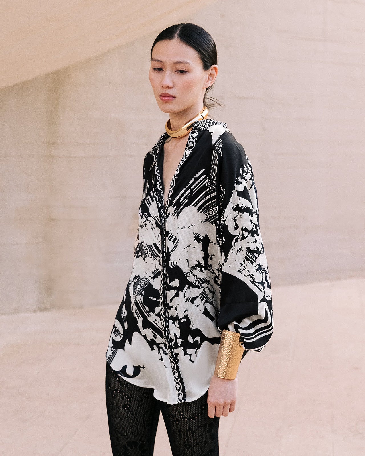 Chemise droite en viscose tramée : Chemises & tops Mes Demoiselles - Image 1