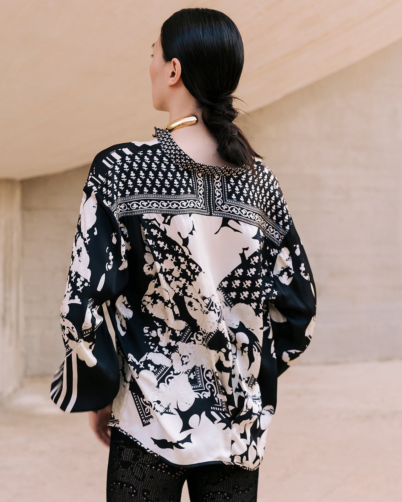 Chemise Wap - Noir : Chemise droite en viscose tramée Mes Demoiselles - Image 4