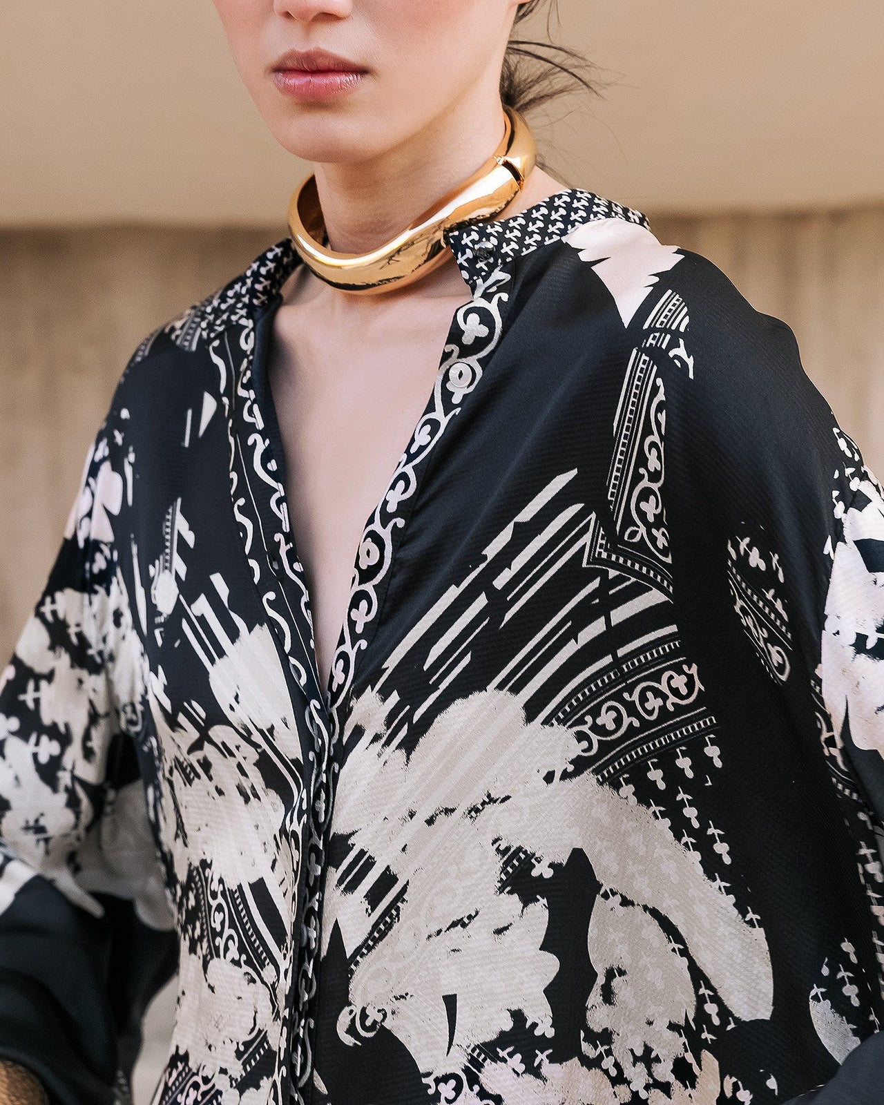 Chemise Wap - Noir : Chemise droite en viscose tramée Mes Demoiselles - Image 6