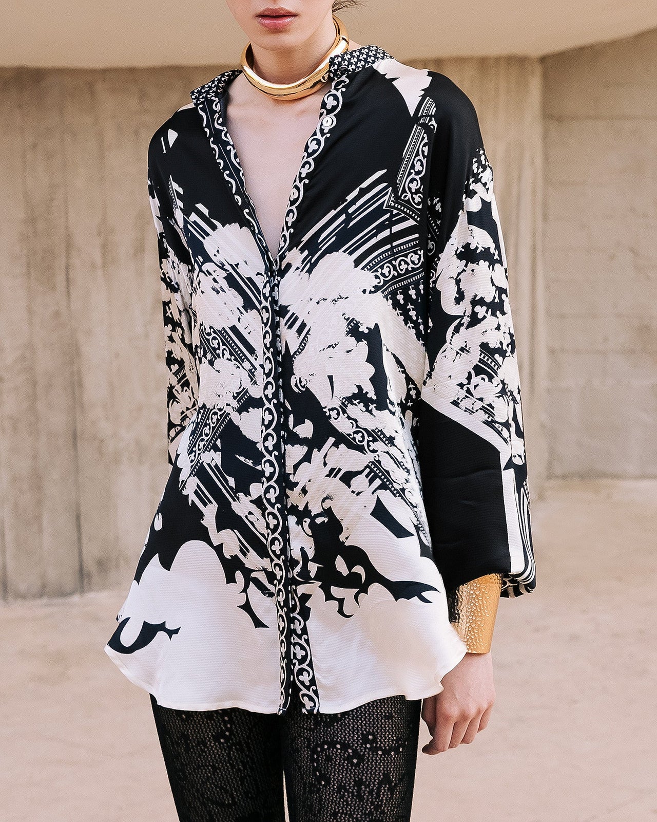 Chemise Wap - Noir : Chemise droite en viscose tramée Mes Demoiselles - Image 7