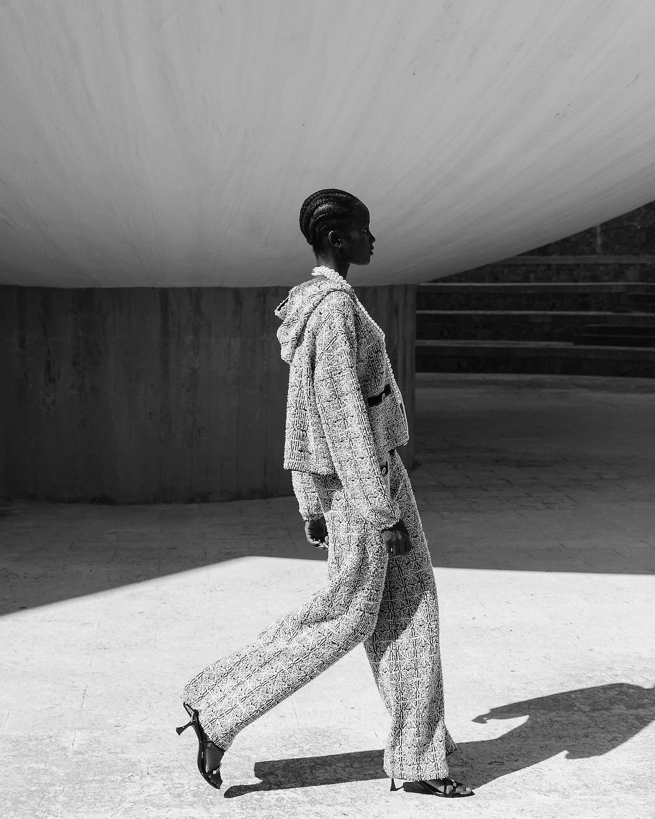 Cardigan court en tweed navy et ecru : Pulls & gilets Mes Demoiselles - Image 3