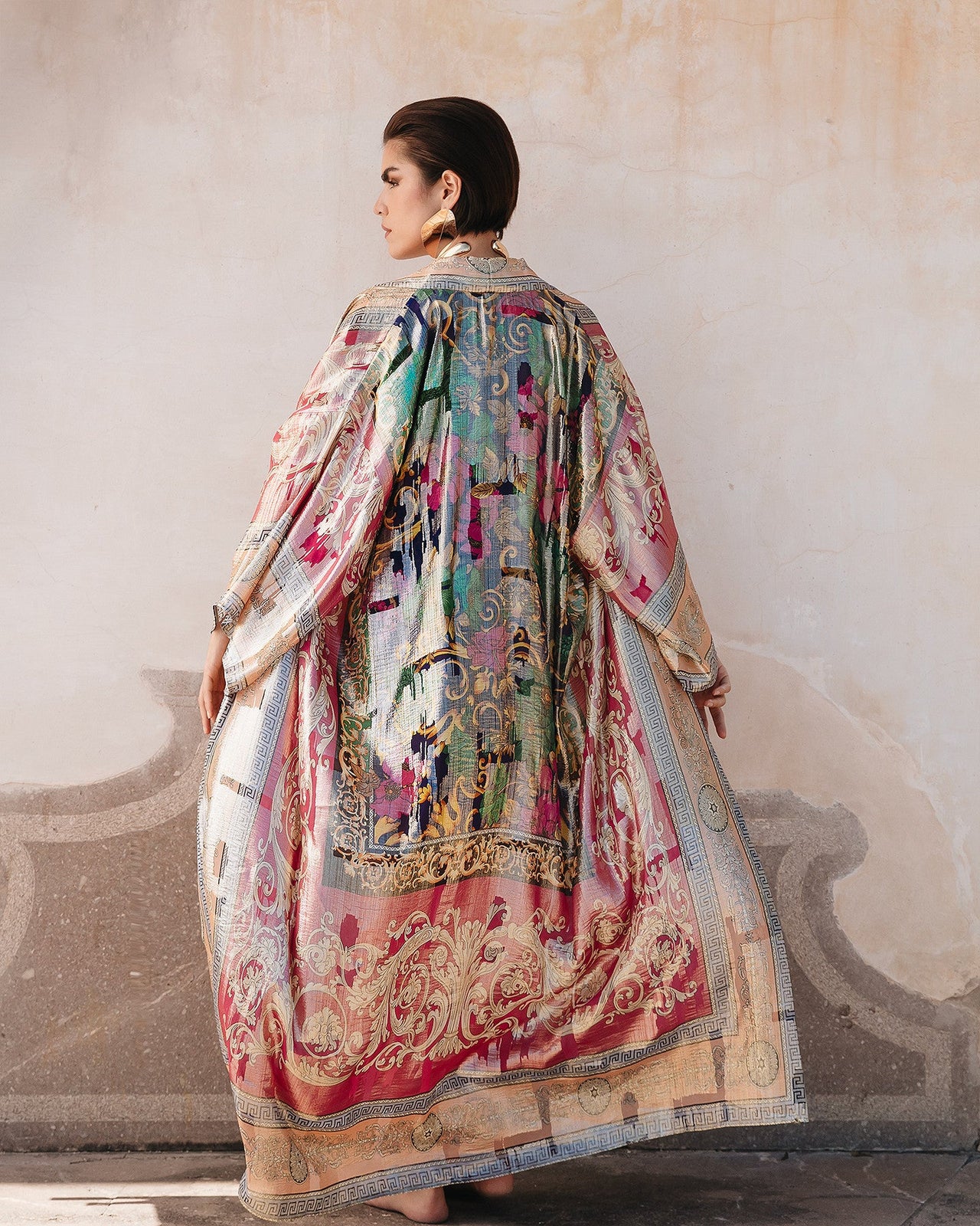 Kimono en soie lurex imprimée : Kimonos & ponchos Mes Demoiselles - Image 3