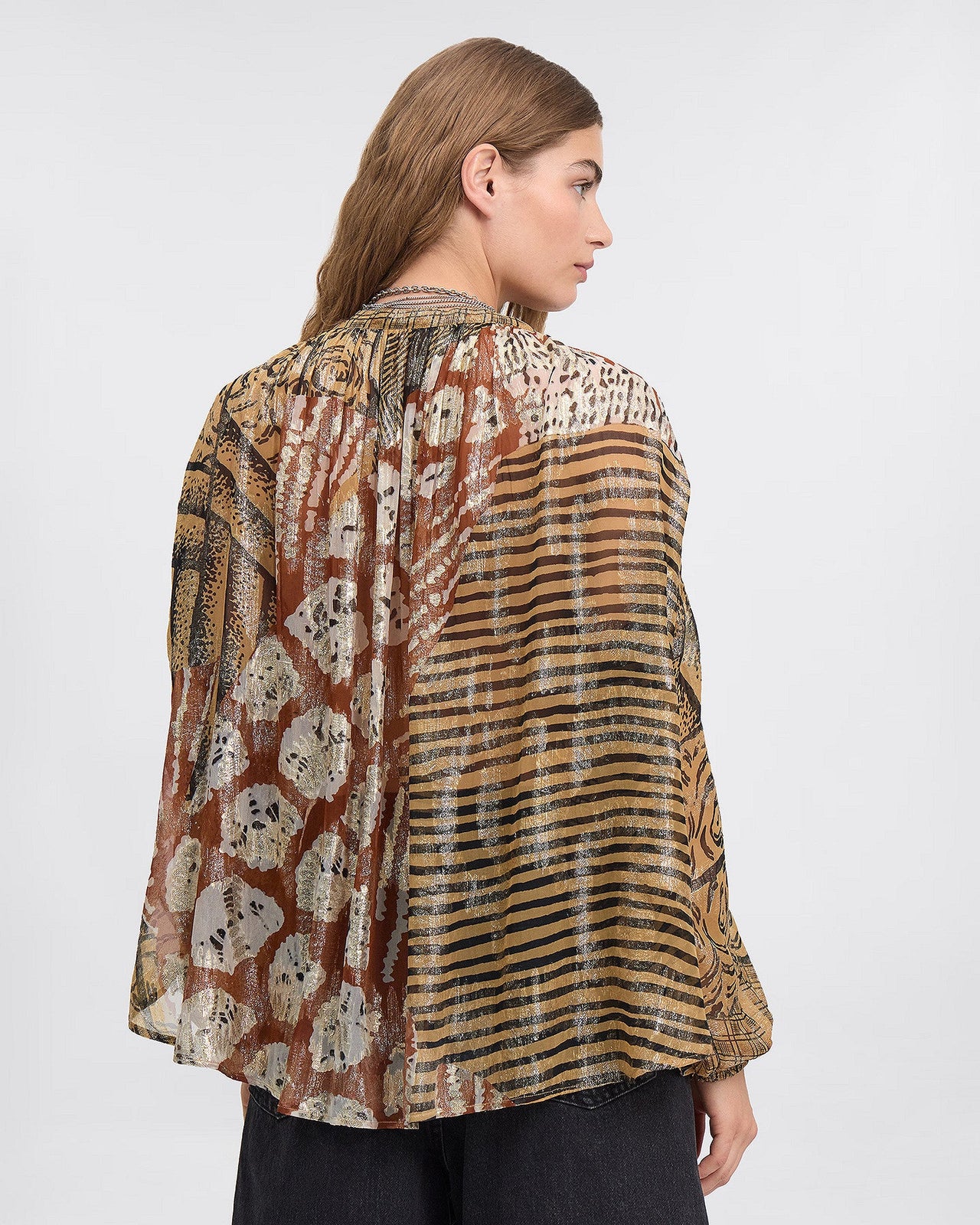 Blouse Layla - Caramel : Foulard en viscose lamé et fil doré Mes Demoiselles - Image 4