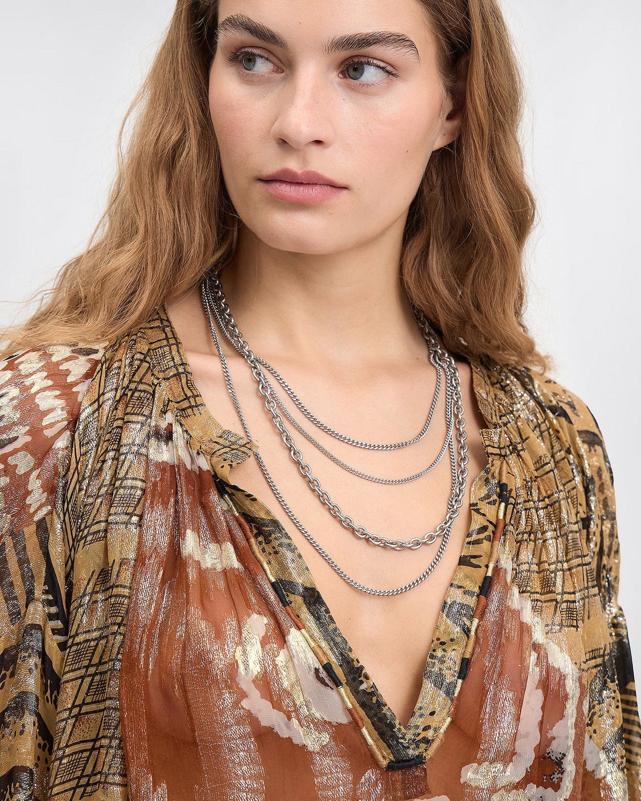 Blouse Layla - Caramel : Foulard en viscose lamé et fil doré Mes Demoiselles - Image 5