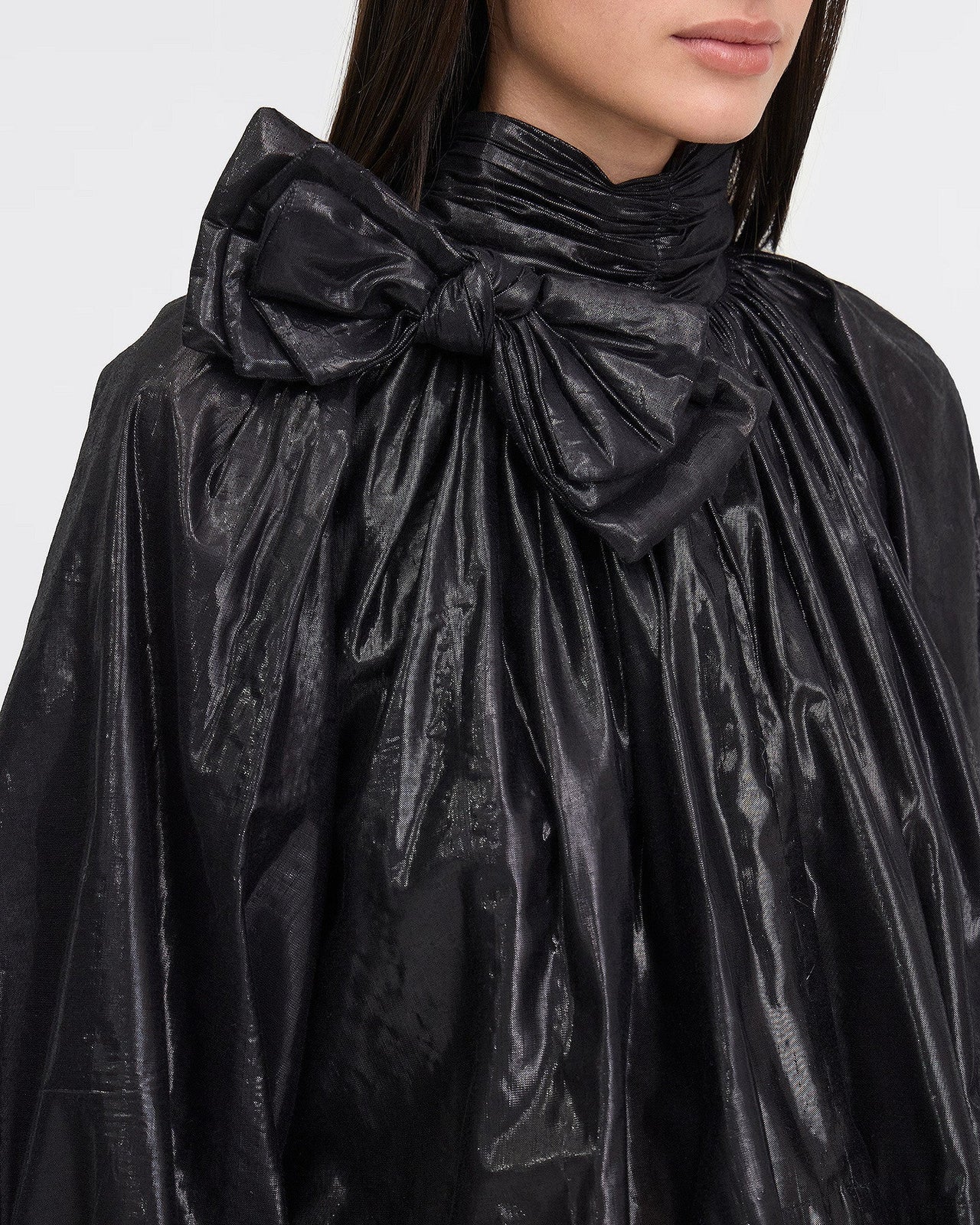 Blouse Virginie - Noir : Blouse courte en fil lurex tissé noir Mes Demoiselles - Image 6