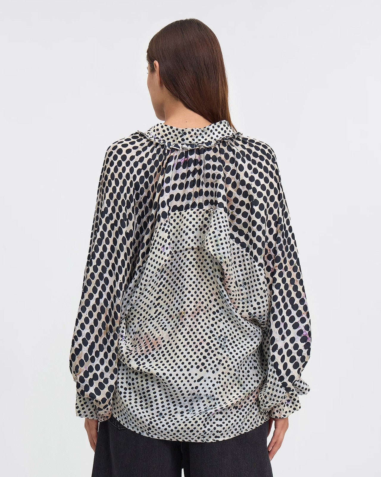 Chemise Deneb - Noir : Chemise en soie à imprimé pois noir Mes Demoiselles - Image 4