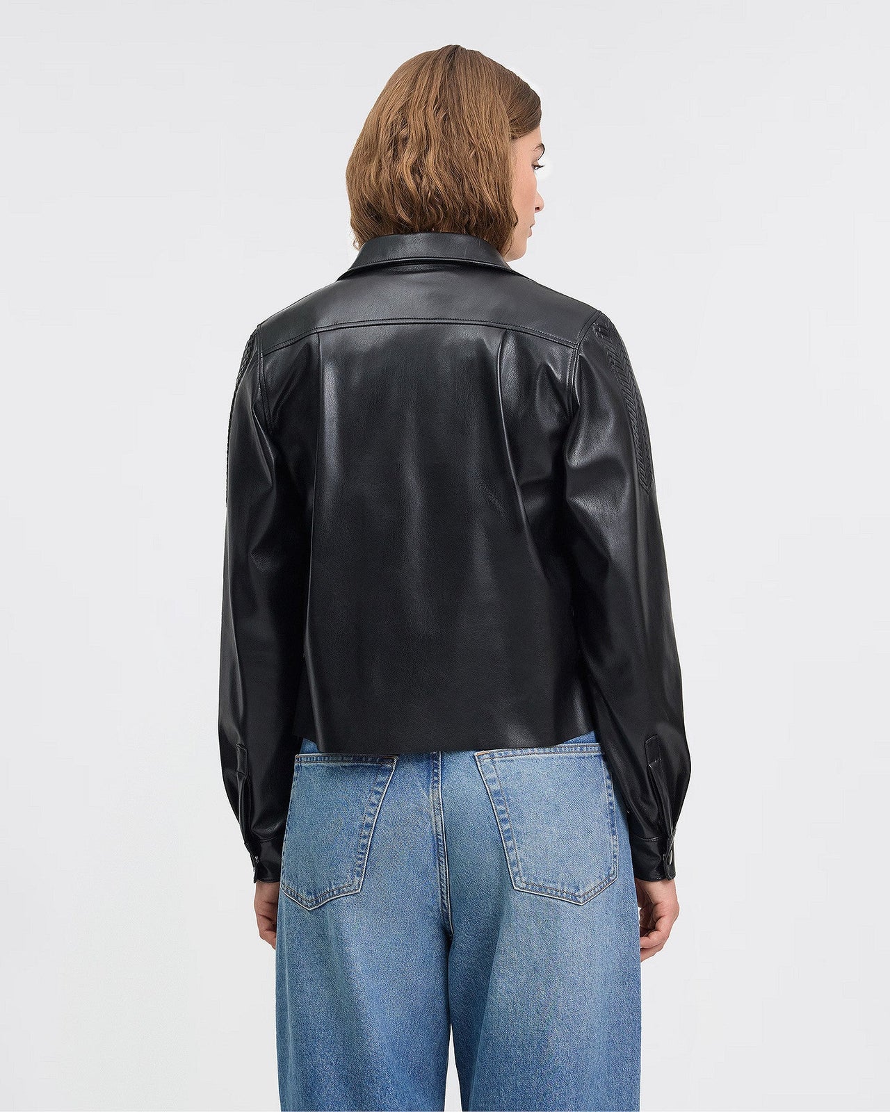 Chemise Lam - Noir : Chemise en simili-cuir noir Mes Demoiselles - Image 4