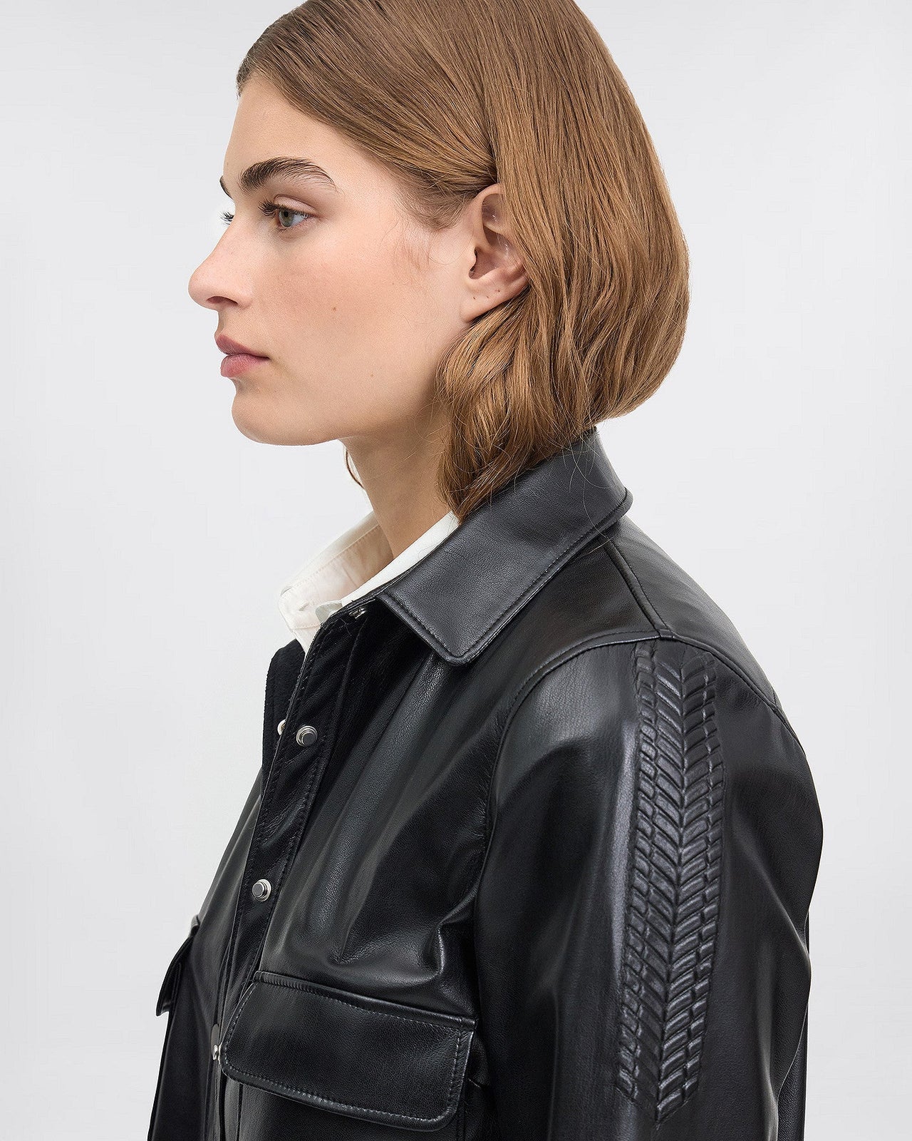 Chemise Lam - Noir : Chemise en simili-cuir noir Mes Demoiselles - Image 5