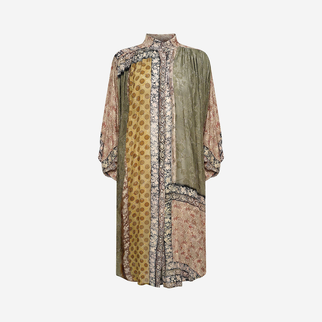 Chemise Sage - Vert : Robe chemise en jacquard viscose et patch Mes Demoiselles - Image 7