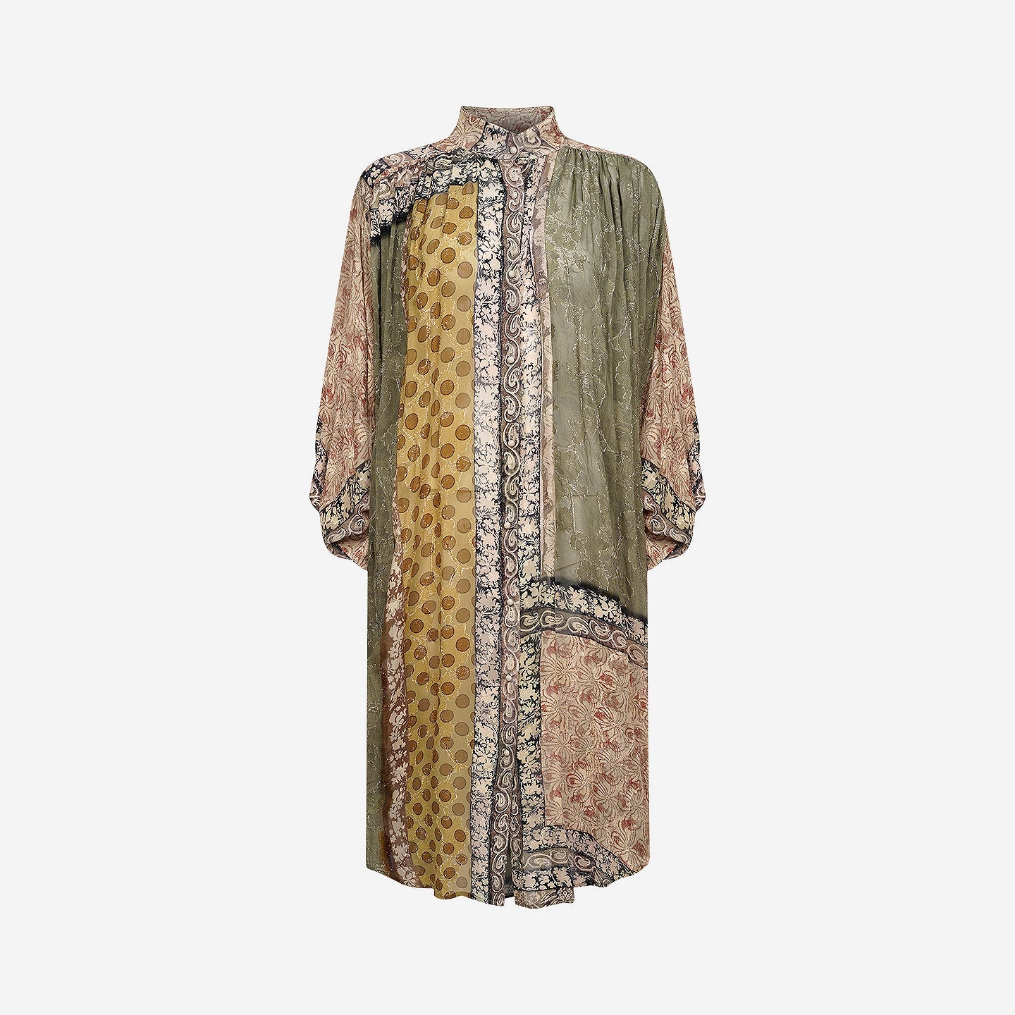 Chemise Sage - Vert : Robe chemise en jacquard viscose et patch Mes Demoiselles