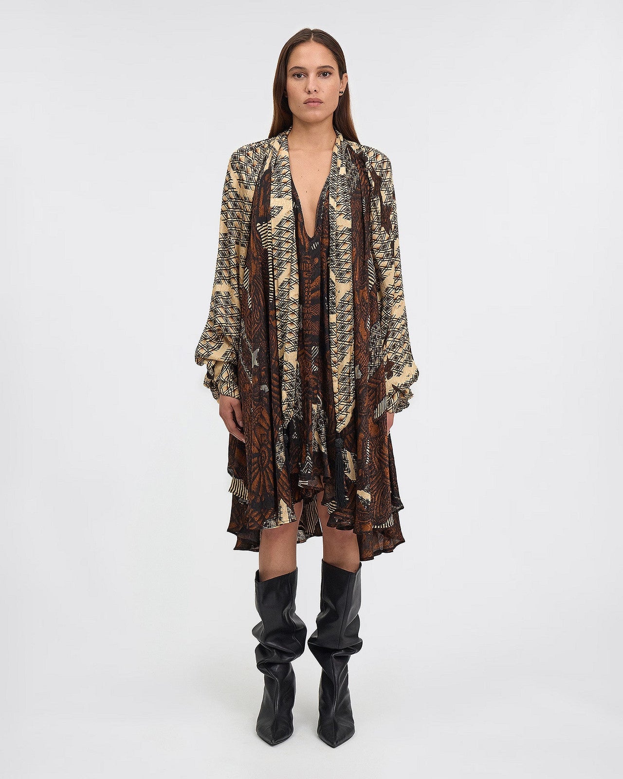 Robe imprimé placé aux tons automnaux : Robes Mes Demoiselles - Image 1