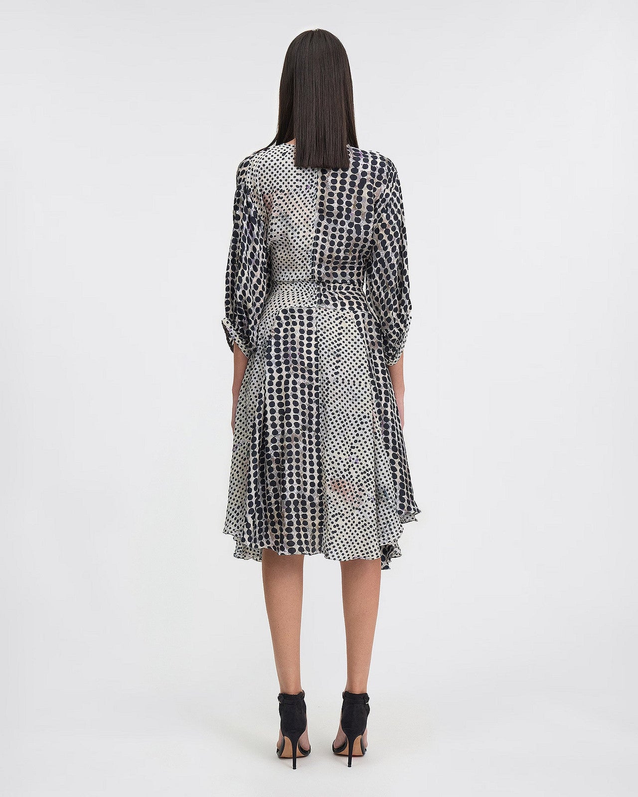 Robe Diademe - Noir : Robe en soie imprimé pois noir irrégulier Mes Demoiselles - Image 4
