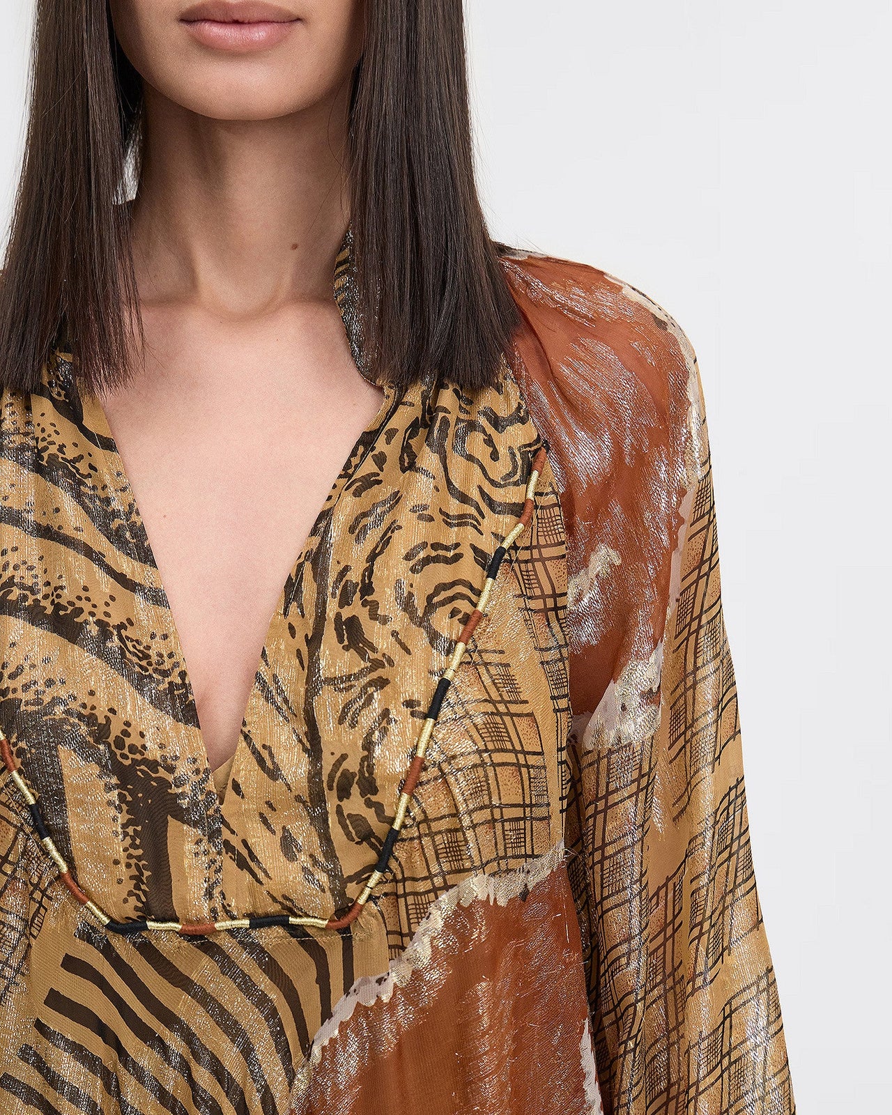 Robe Lisa - Caramel : Foulard en viscose lamé et fil doré Mes Demoiselles - Image 5