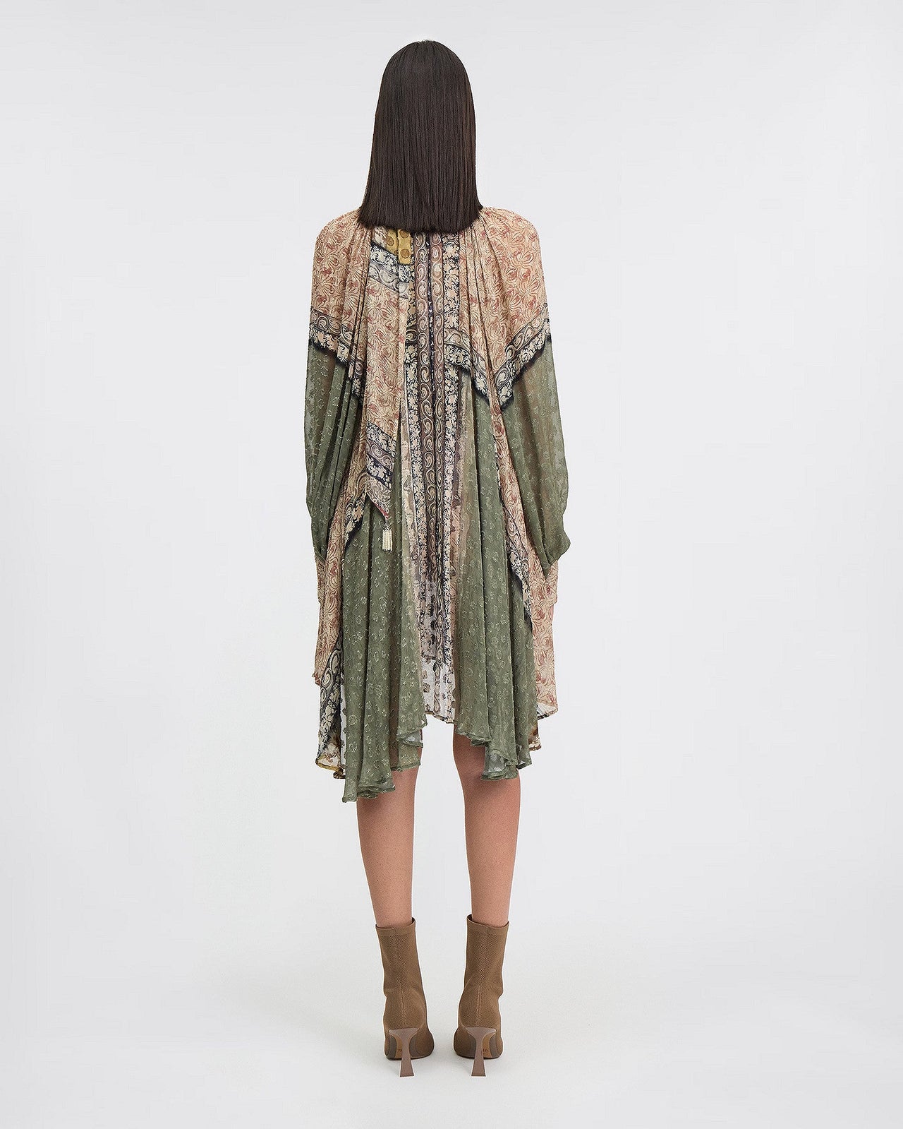 Robe Sienna - Vert : Robe courte en patchwork de viscose jacquard Mes Demoiselles - Image 4