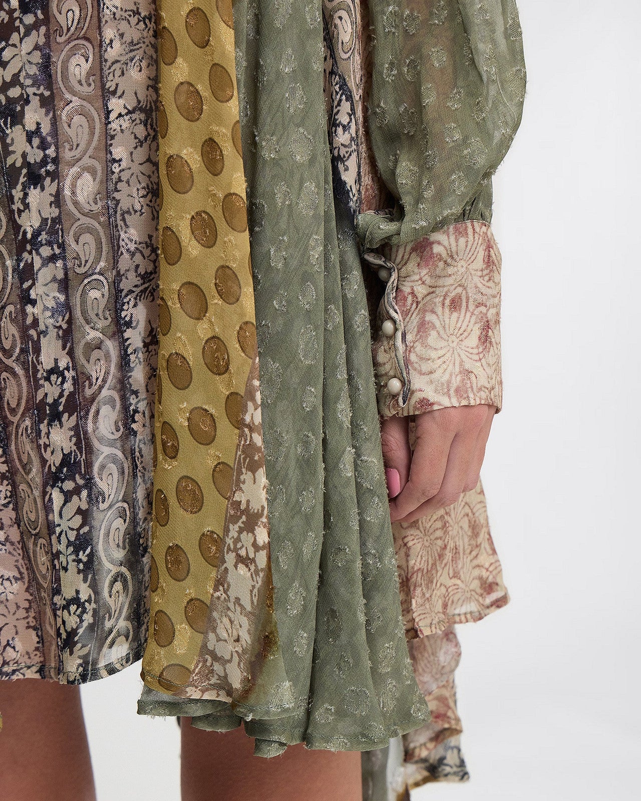 Robe Sienna - Vert : Robe courte en patchwork de viscose jacquard Mes Demoiselles - Image 5