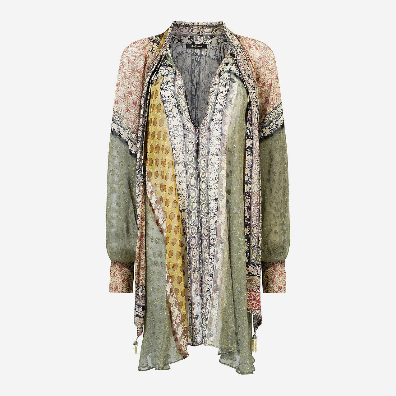 Robe Sienna - Vert : Robe courte en patchwork de viscose jacquard Mes Demoiselles - Image 7