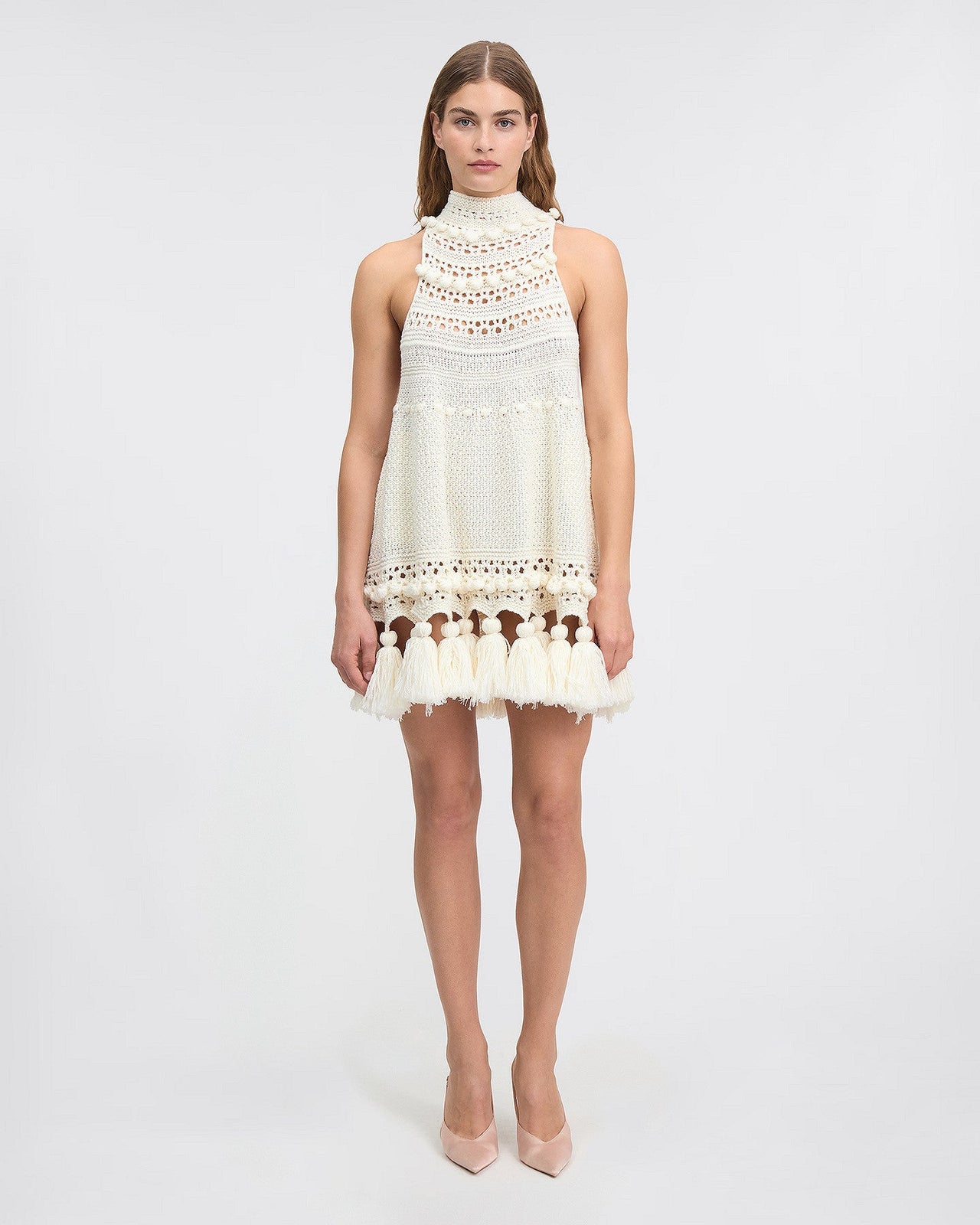 Robe d'hiver en laine mélangée ivoire : Robes Mes Demoiselles - Image 1