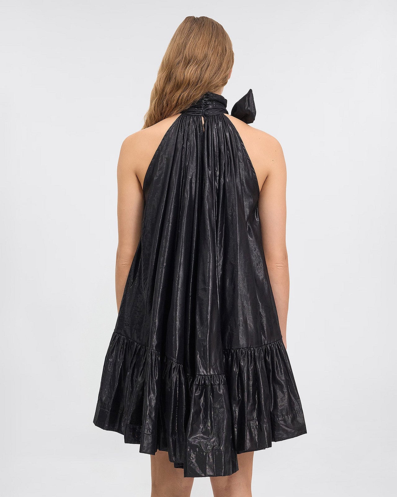 Robe Venus - Noir : Robe féminine courte en fil lurex tissé noir Mes Demoiselles - Image 4