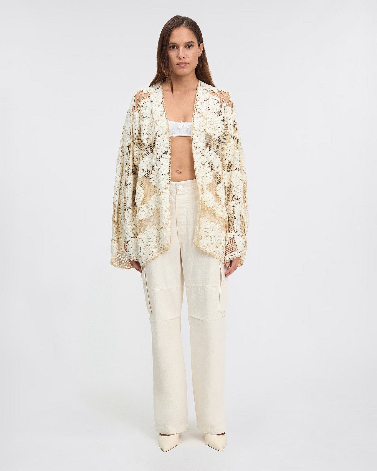 Veste kimono courte au crochet couleur noire : Manteaux & vestes Mes Demoiselles - Image 1