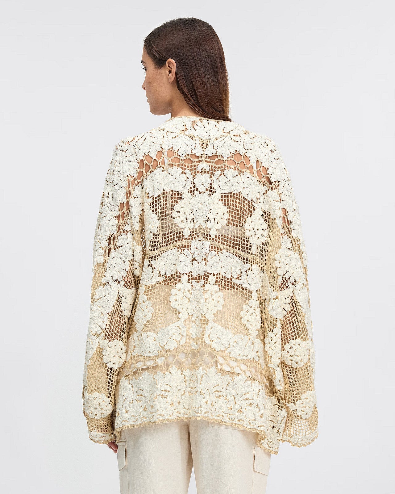 Veste kimono courte au crochet couleur noire : Manteaux & vestes Mes Demoiselles - Image 3