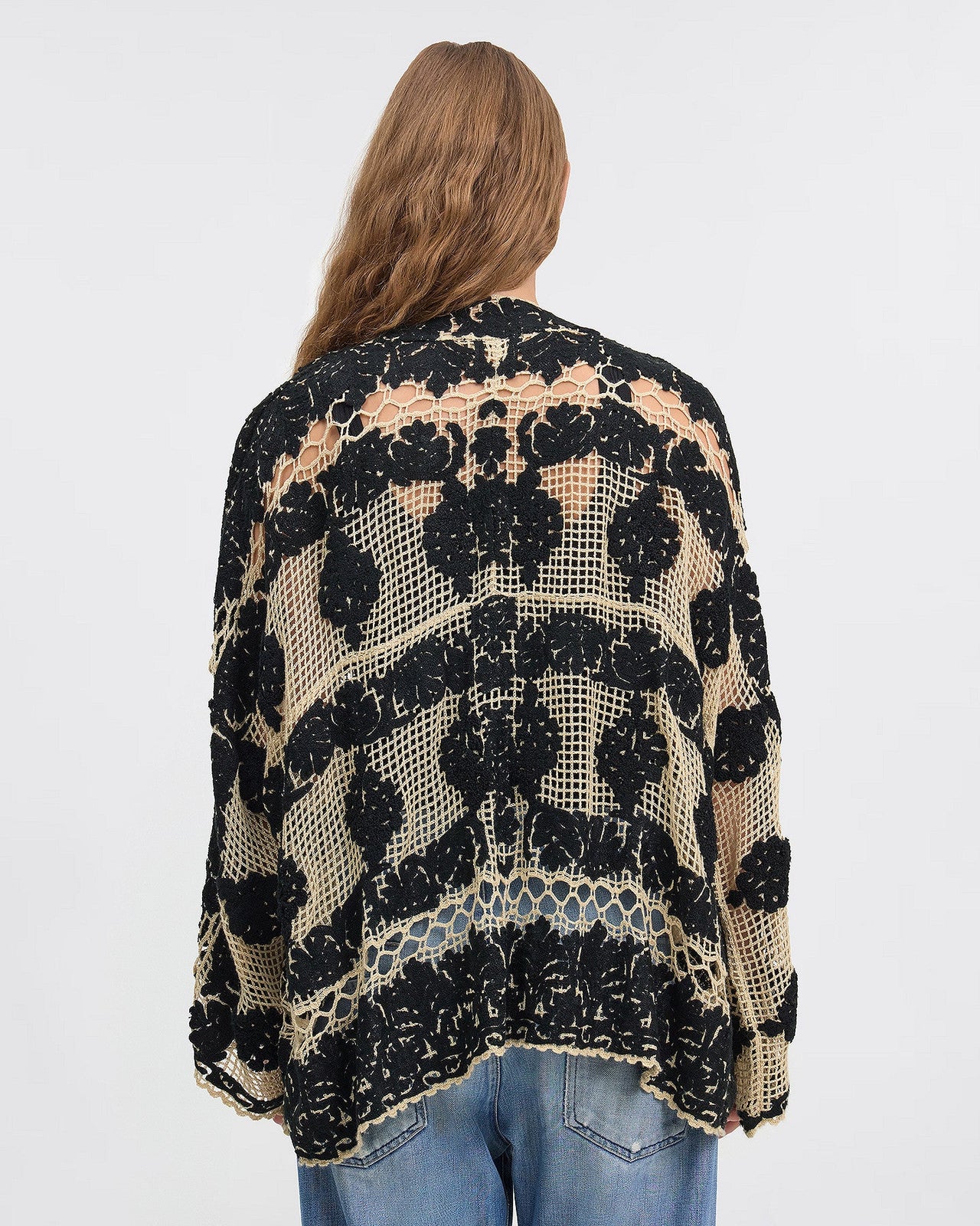 Gilet Drenna - Noir : Veste kimono courte au crochet couleur noire Mes Demoiselles - Image 4