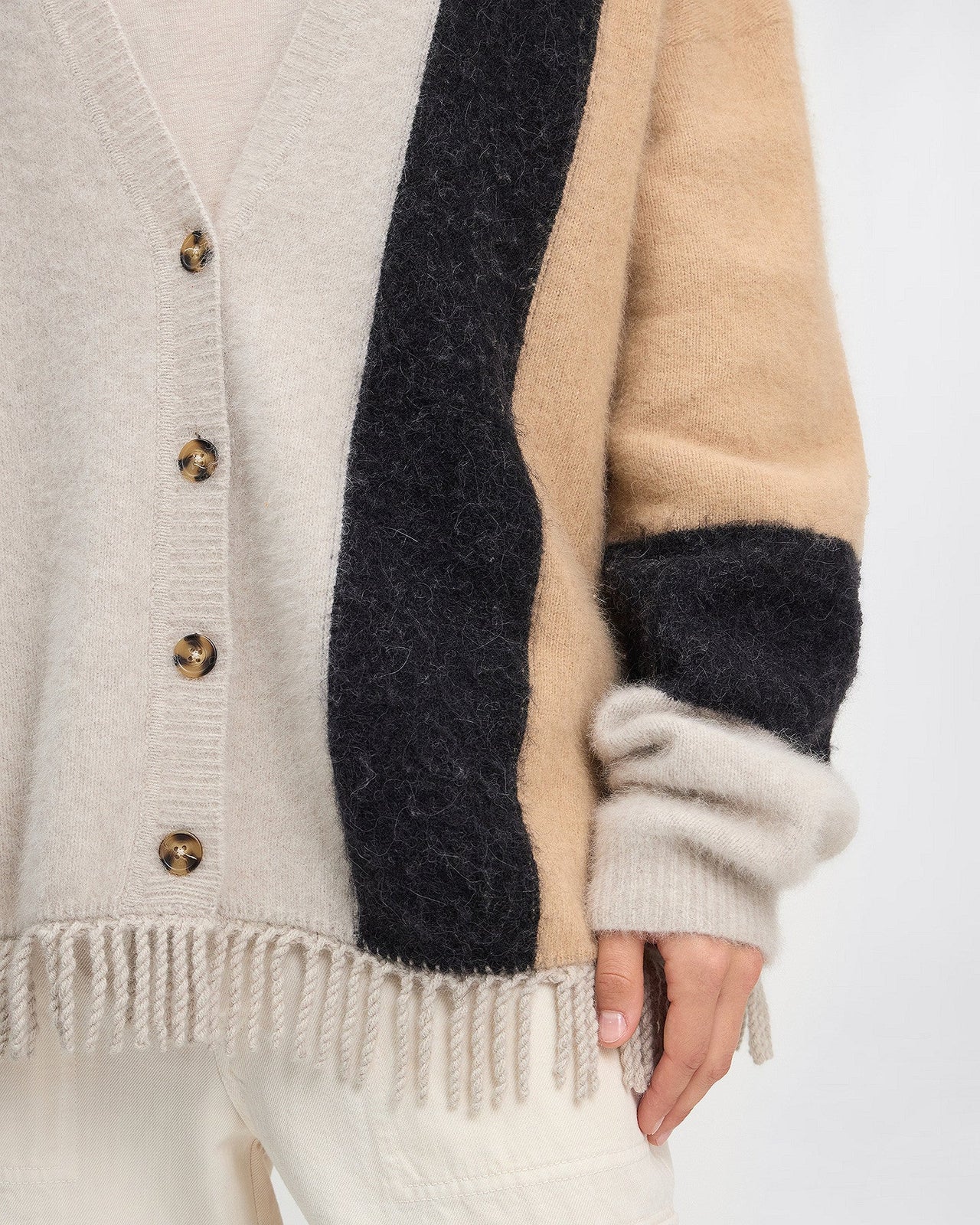 Cardigan Fowler - Ecru : Cardigan doux greige à franges Mes Demoiselles - Image 6