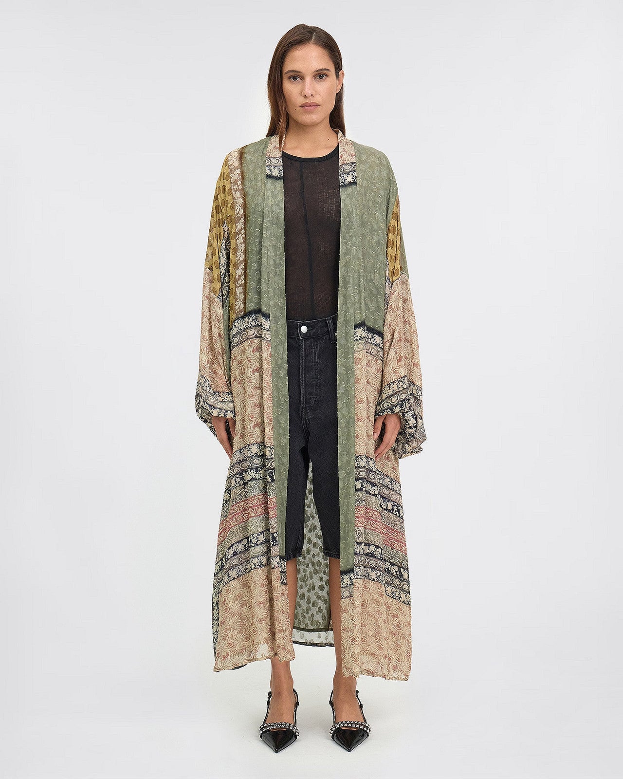 Kimono long en viscose jacquard : Kimonos & ponchos Mes Demoiselles - Image 1