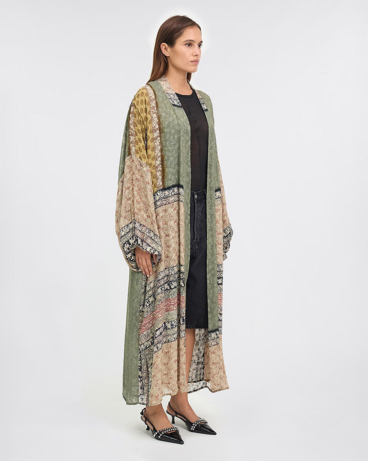 Kimono long en viscose jacquard : Kimonos & ponchos Mes Demoiselles - Image 3