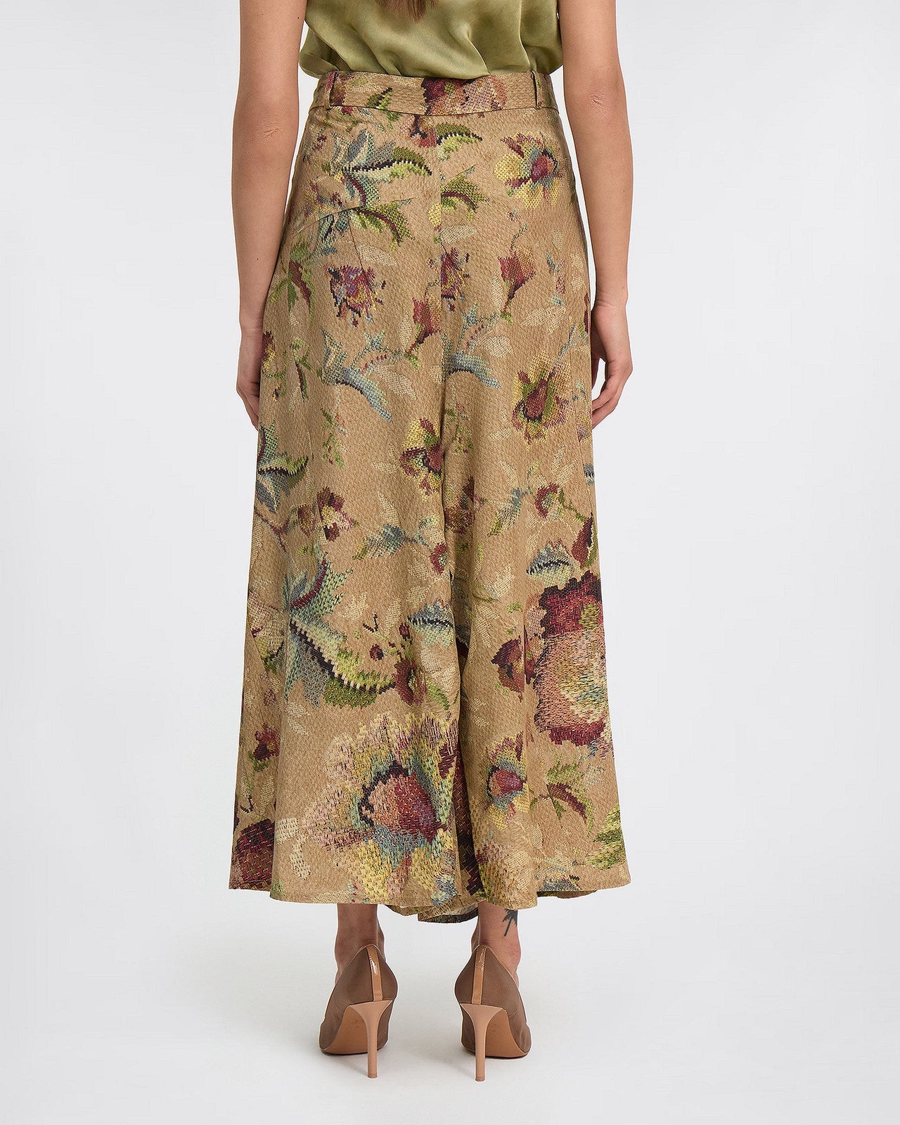 Pantalon Annina - Beige : Jupe culotte sur fond d'imprimé floral Mes Demoiselles - Image 4