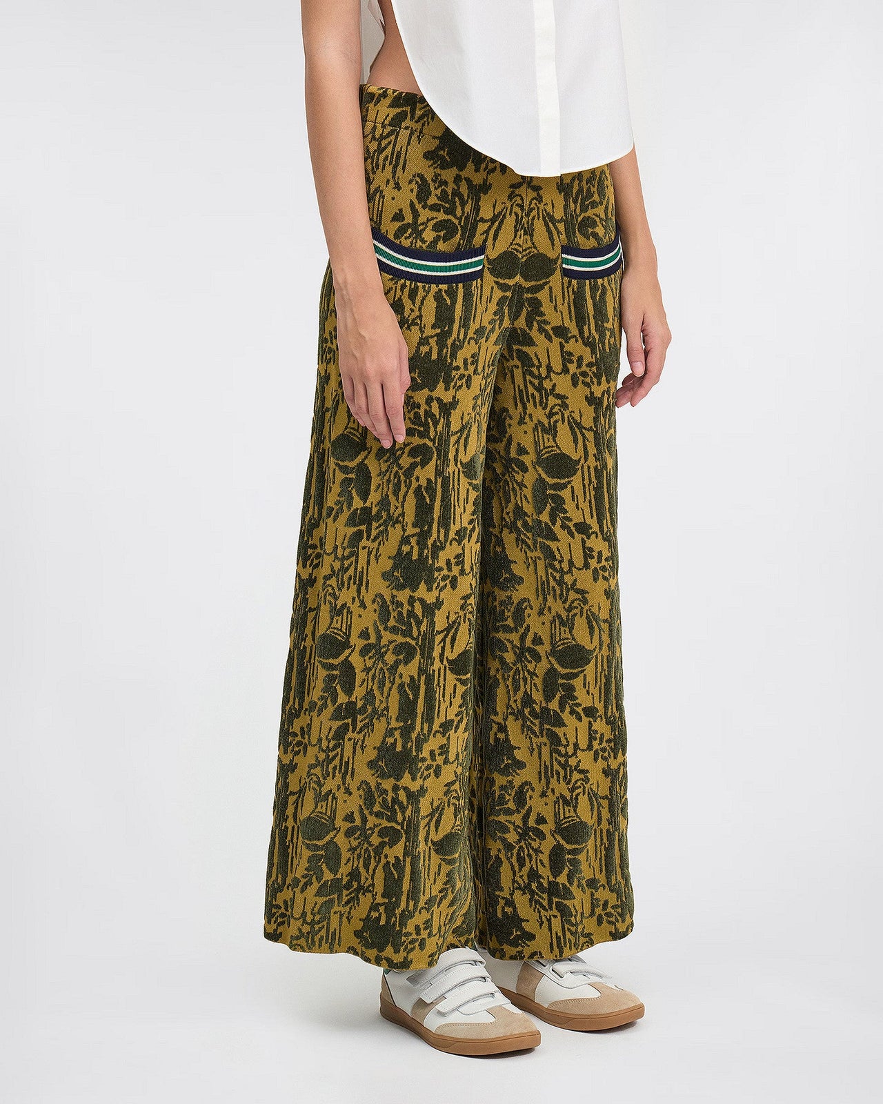 Pantalon en jacquard de velours kaki : Pantalons & combinaisons Mes Demoiselles - Image 3