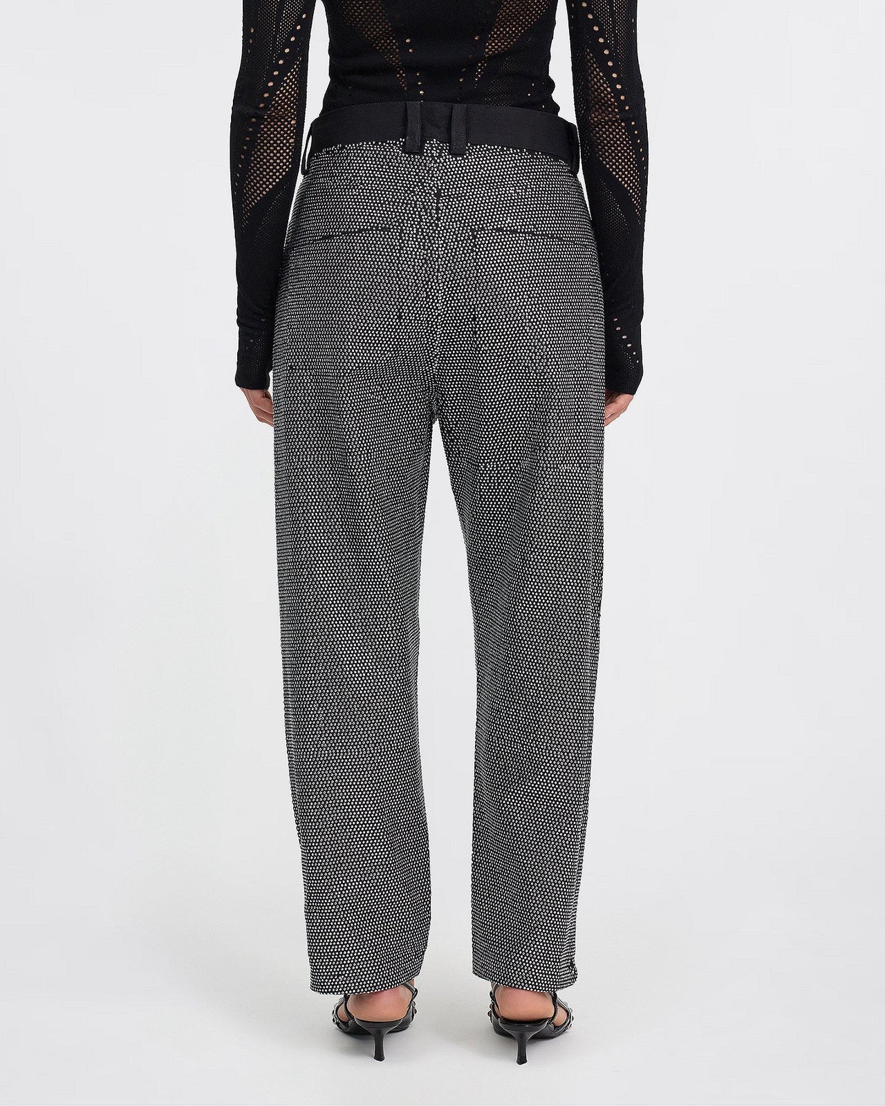 Pantalon Creme - Noir : Pantalon denim noir et clous strass argent Mes Demoiselles - Image 5