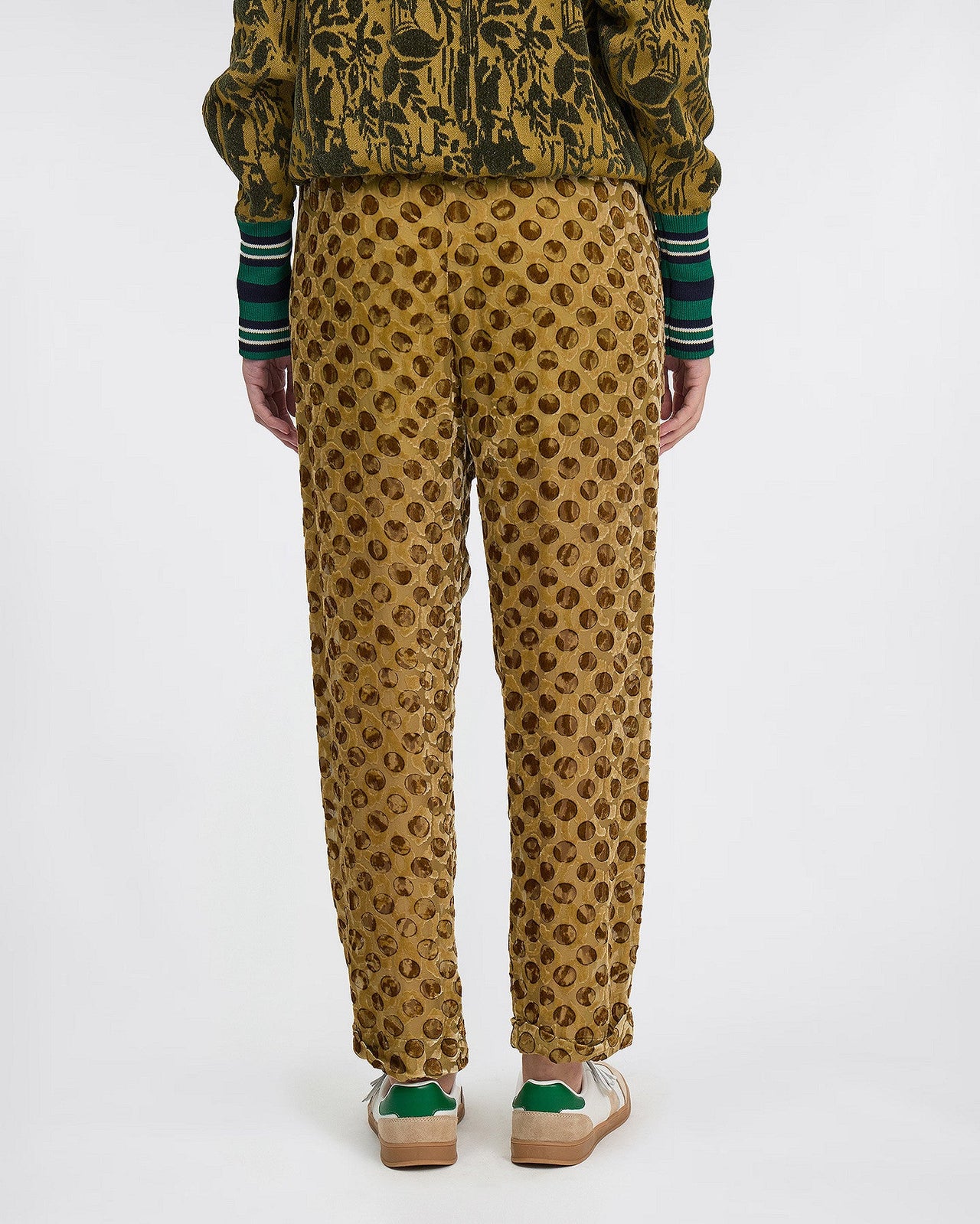 Pantalon Kusa - Kaki : Pantalon en velours de soie dévoré kaki ocre Mes Demoiselles - Image 4