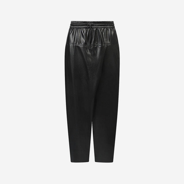 Pantalon Lucie - Noir : Pantalon croisé en faux - cuir noir Mes Demoiselles - Image 3