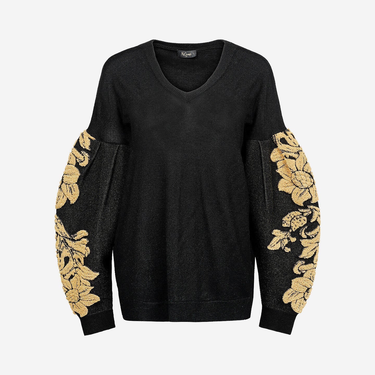 LE PULL ARWEN NOIR ET FLEURS JAUNE | MES DEMOISELLES PARIS