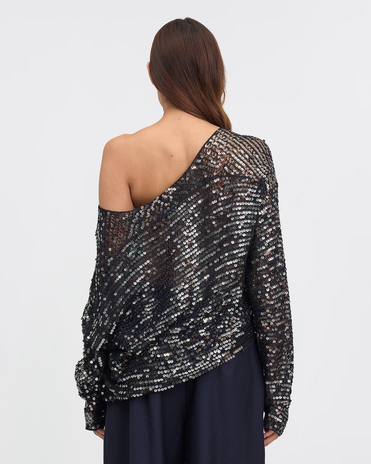 Pull Caspar - Noir : Pull en filet de sequins anthracite Mes Demoiselles - Image 4
