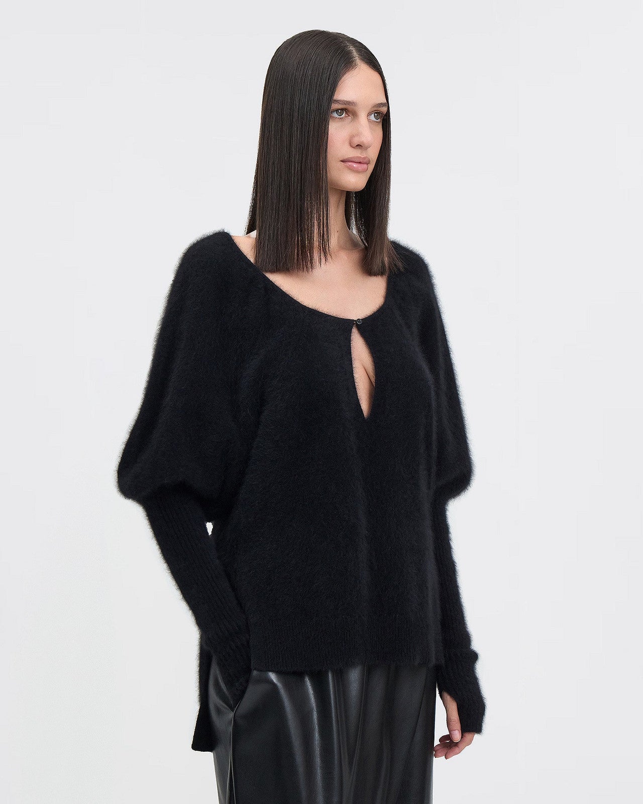 Pull féminin en laine de raccoon marron : Pulls & gilets Mes Demoiselles - Image 3