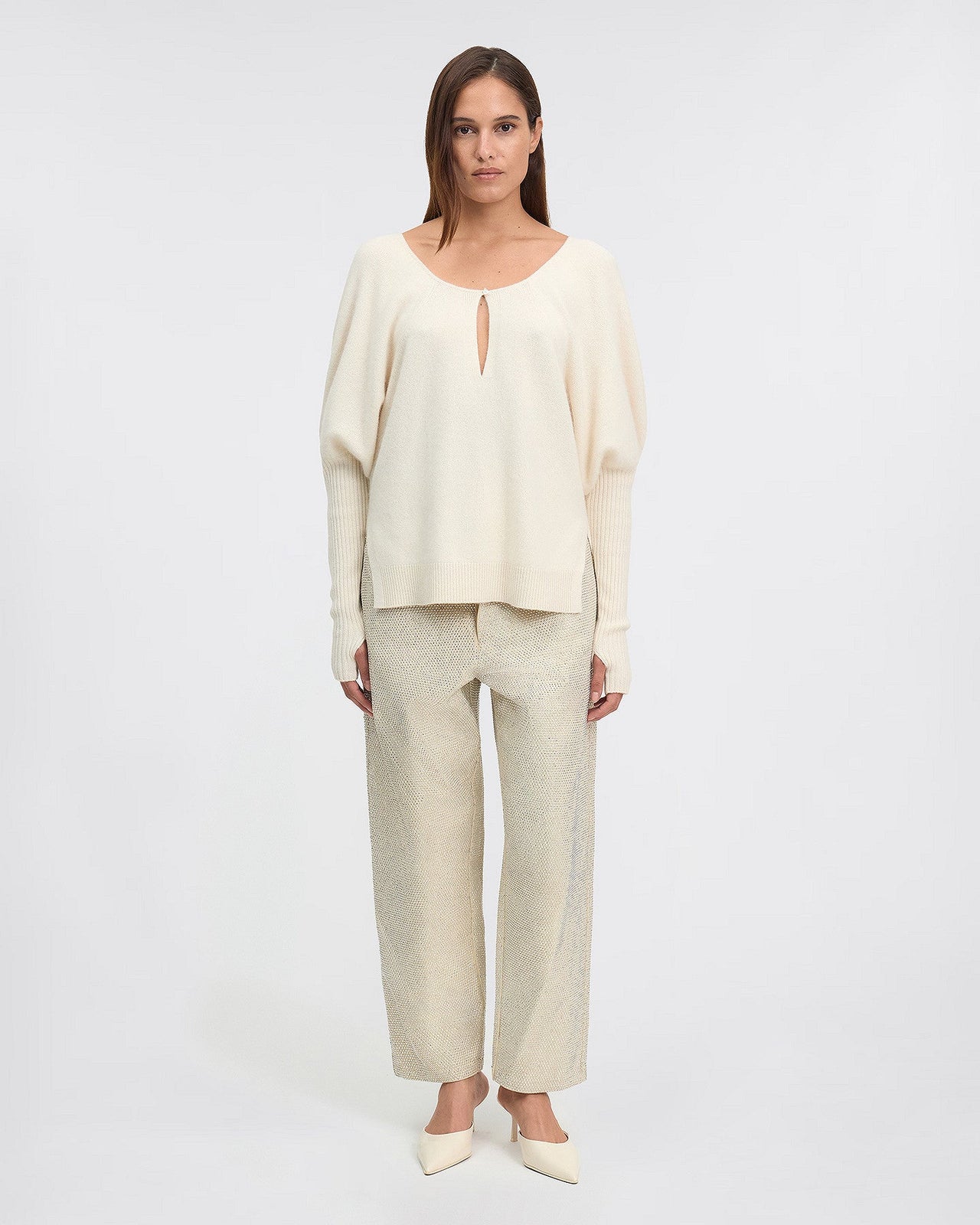 Pull féminin en laine de raccoon marron : Pulls & gilets Mes Demoiselles - Image 1