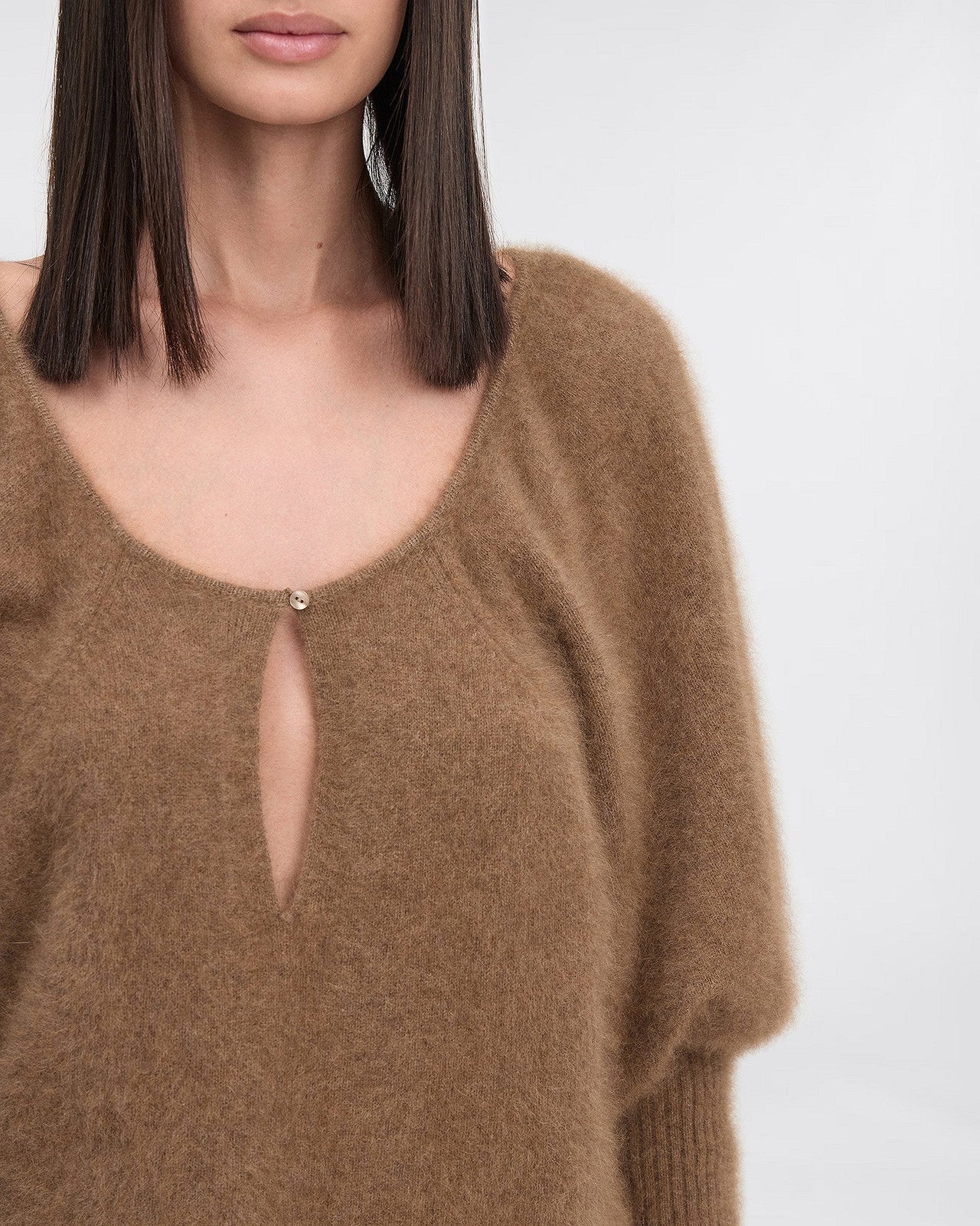 Pull Doil - Marron : Pull féminin en laine de raccoon marron Mes Demoiselles - Image 6