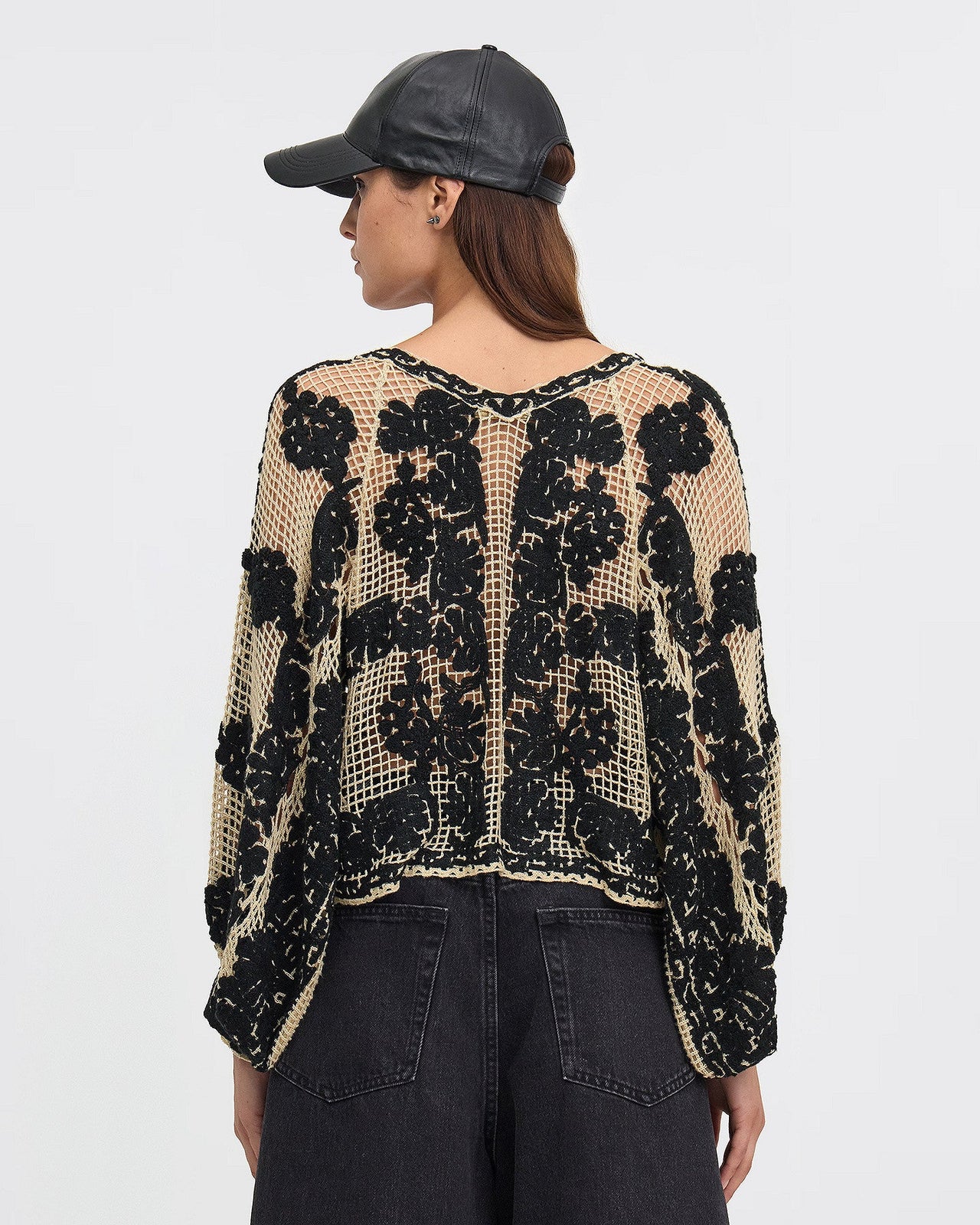 Pull Dreami - Noir : Pull court au crochet noir Mes Demoiselles - Image 4