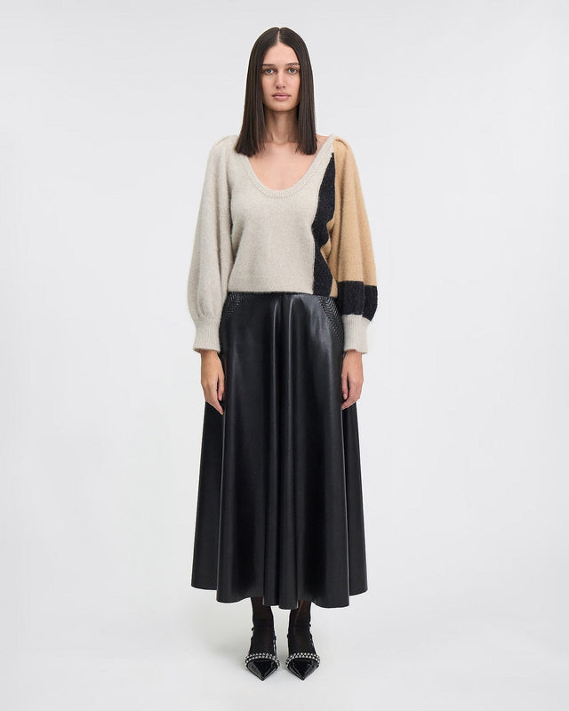 Petit pull court greige avec détails de couleurs - Pulls & gilets Mes Demoiselles - Image 1