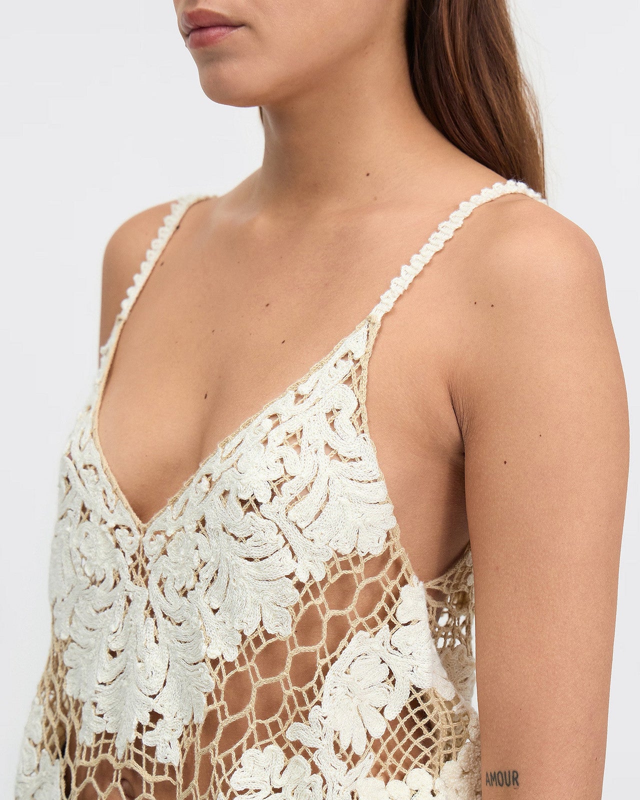 Top Dree - Ivoire : Débardeur à fines bretelles ivoire au crochet Mes Demoiselles - Image 5