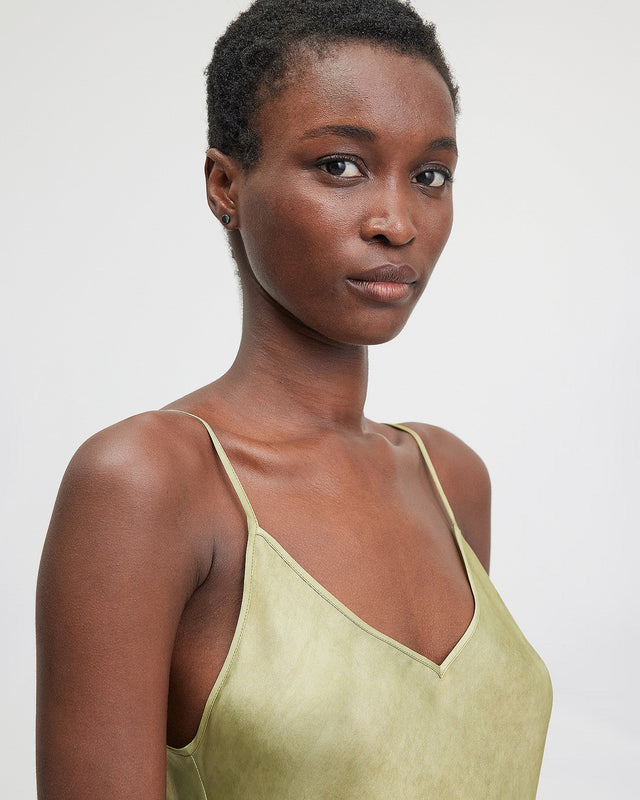 Top Opaline - Olive : Top à bretelles en soie olive Mes Demoiselles - Image 2
