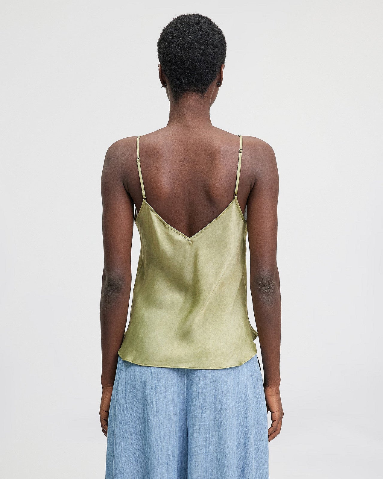 Top Opaline - Olive : Top à bretelles en soie olive Mes Demoiselles - Image 5